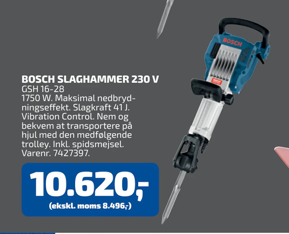 Tilbud på BOSCH SLAGHAMMER 230 V fra Davidsen til 10.620 kr.