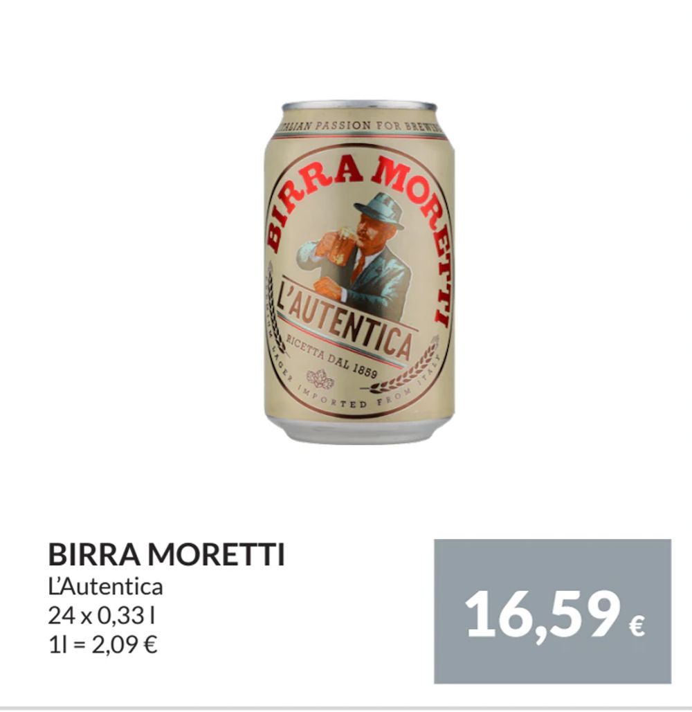 Erbjudanden på BIRRA MORETTI från Nielsen Scan-Shop för 16,59 €