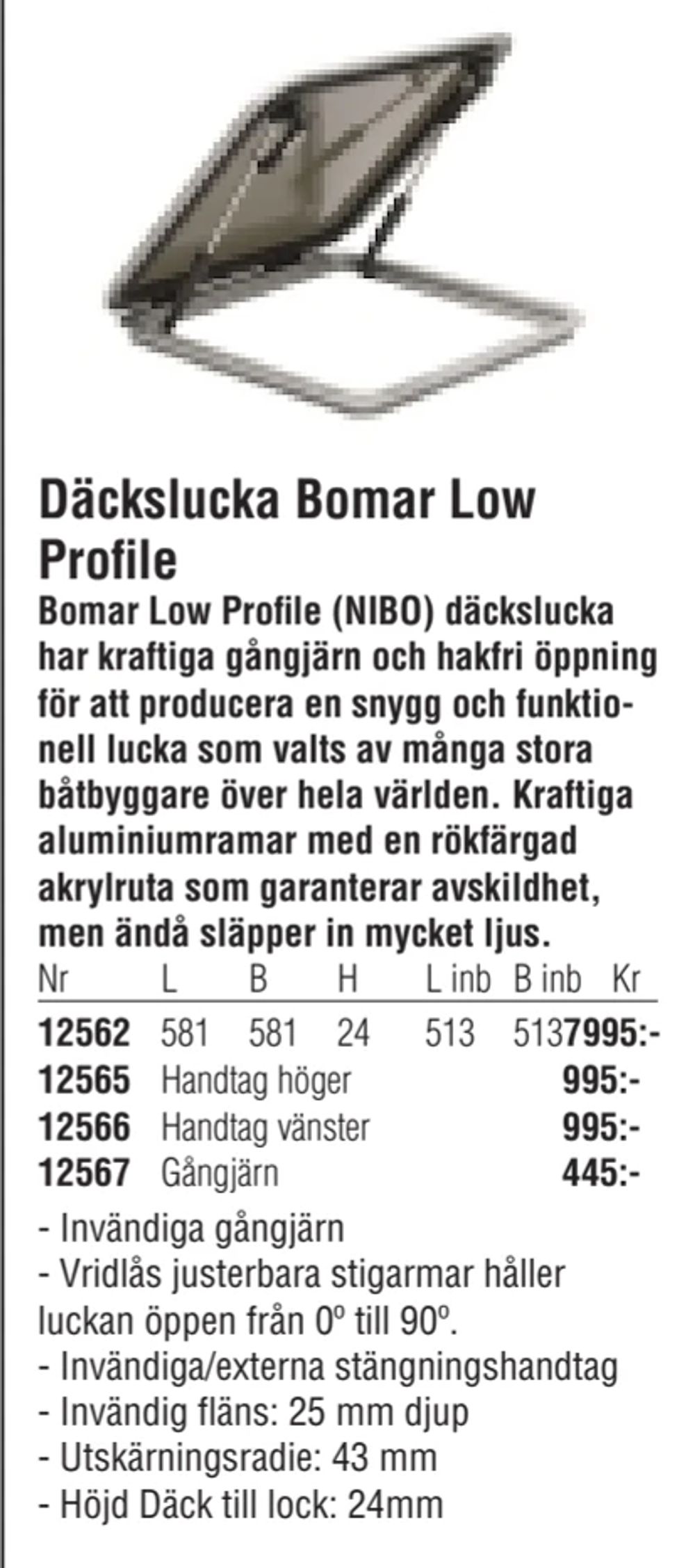 Erbjudanden på Däckslucka Bomar Low Profile från Erlandsons Brygga för 7 995 kr