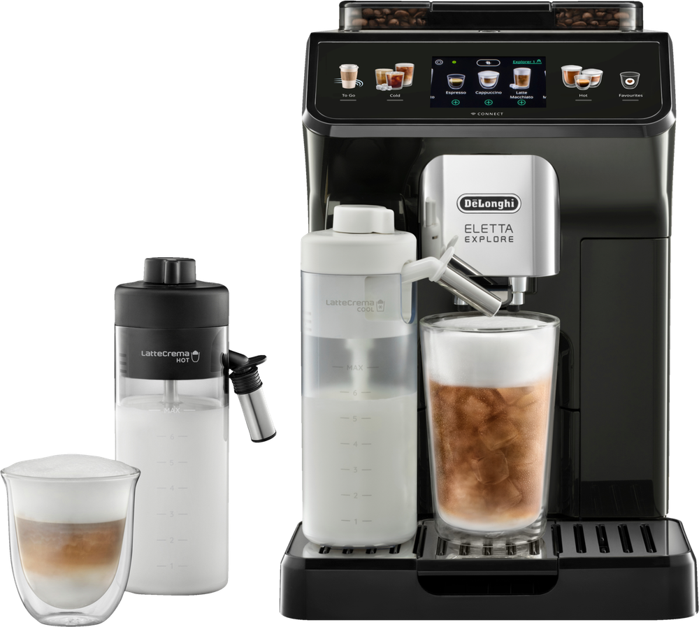 Tilbud på DeLonghi Eletta Explore Cold Brew ECAM450.65.G automatisk kaffemaskine fra Elgiganten til 5.499 kr.