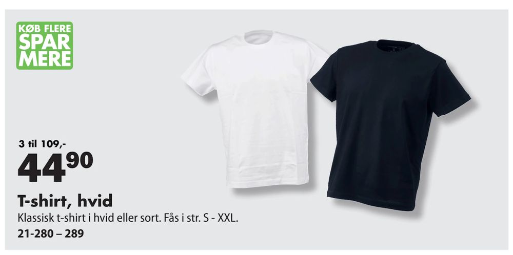 Tilbud på T-shirt, hvid fra Biltema til 44,90 kr.