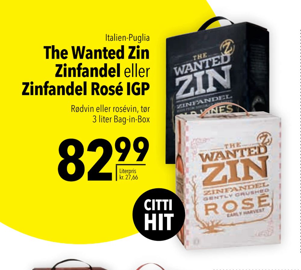 Tilbud på The Wanted Zin Zinfandel eller Zinfandel Rosé IGP fra CITTI til 82,99 kr.
