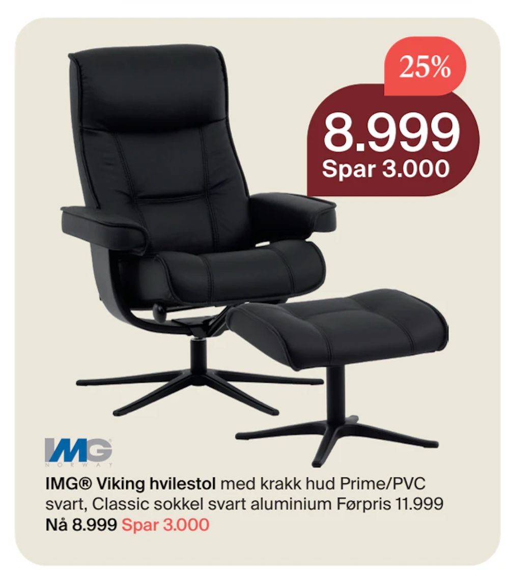 Tilbud på MG® Viking hvilestol fra Møbelringen til 8 999 kr
