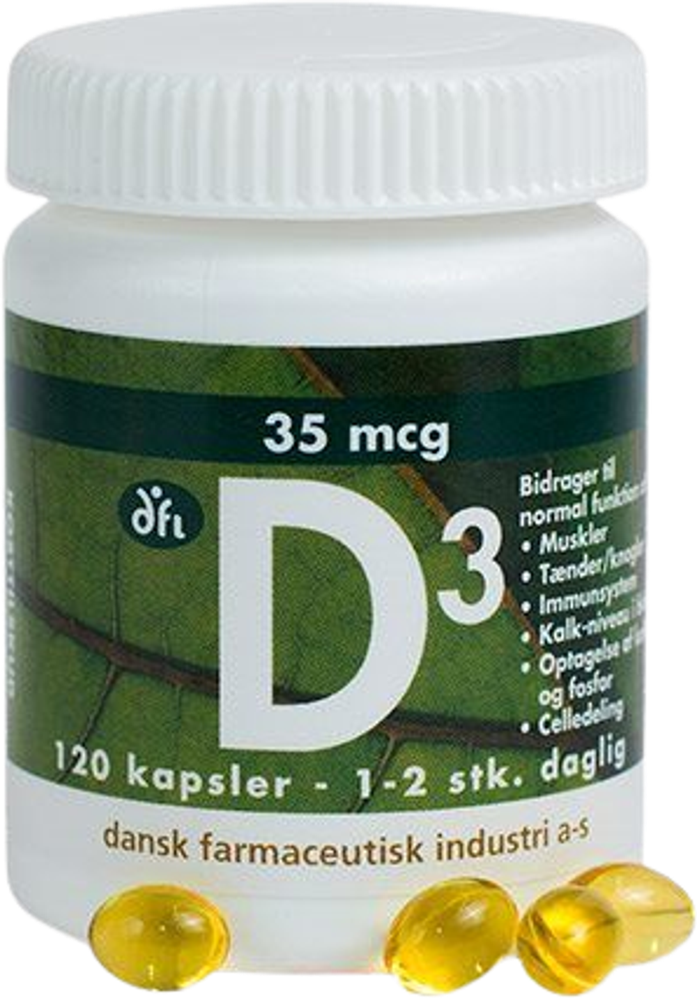 Tilbud på D3-vitamin 35 mcg (Grønne dfi vitaminer) fra Helsam til 79,95 kr.