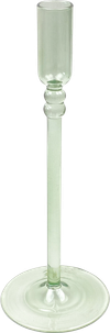 Lysestage i Glas - Lys Grøn (H:25cm)