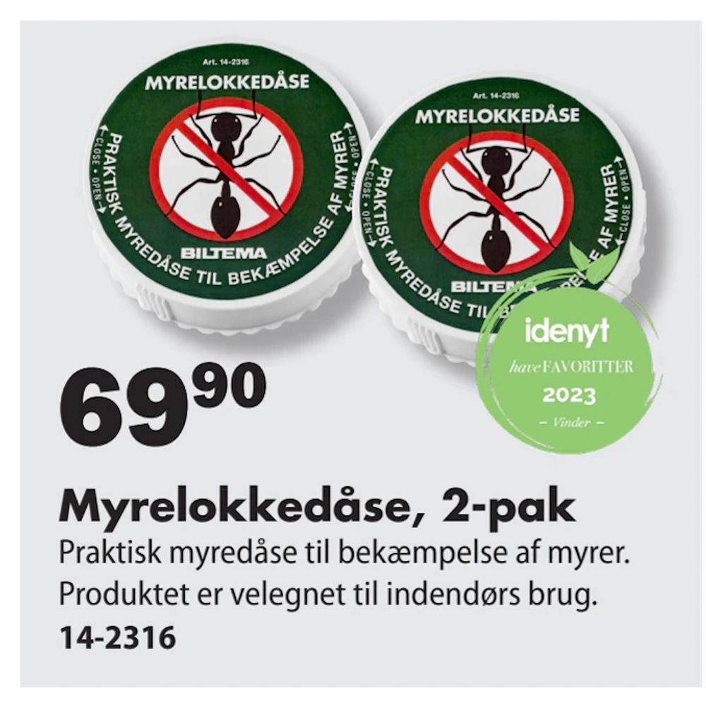 Tilbud på Myrelokkedåse, 2-pak fra Biltema til 69,90 kr.