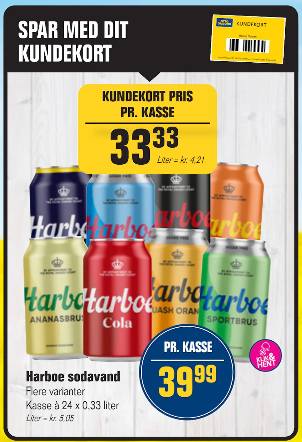 Tilbud på Harboe sodavand fra Otto Duborg til 39,99 kr.