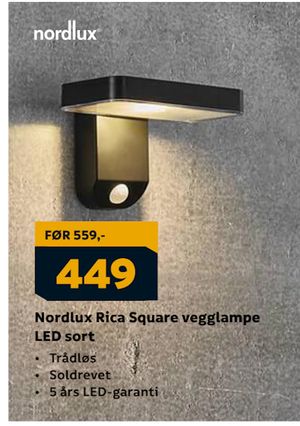 Nordlux Rica Square vegglampe LED sort