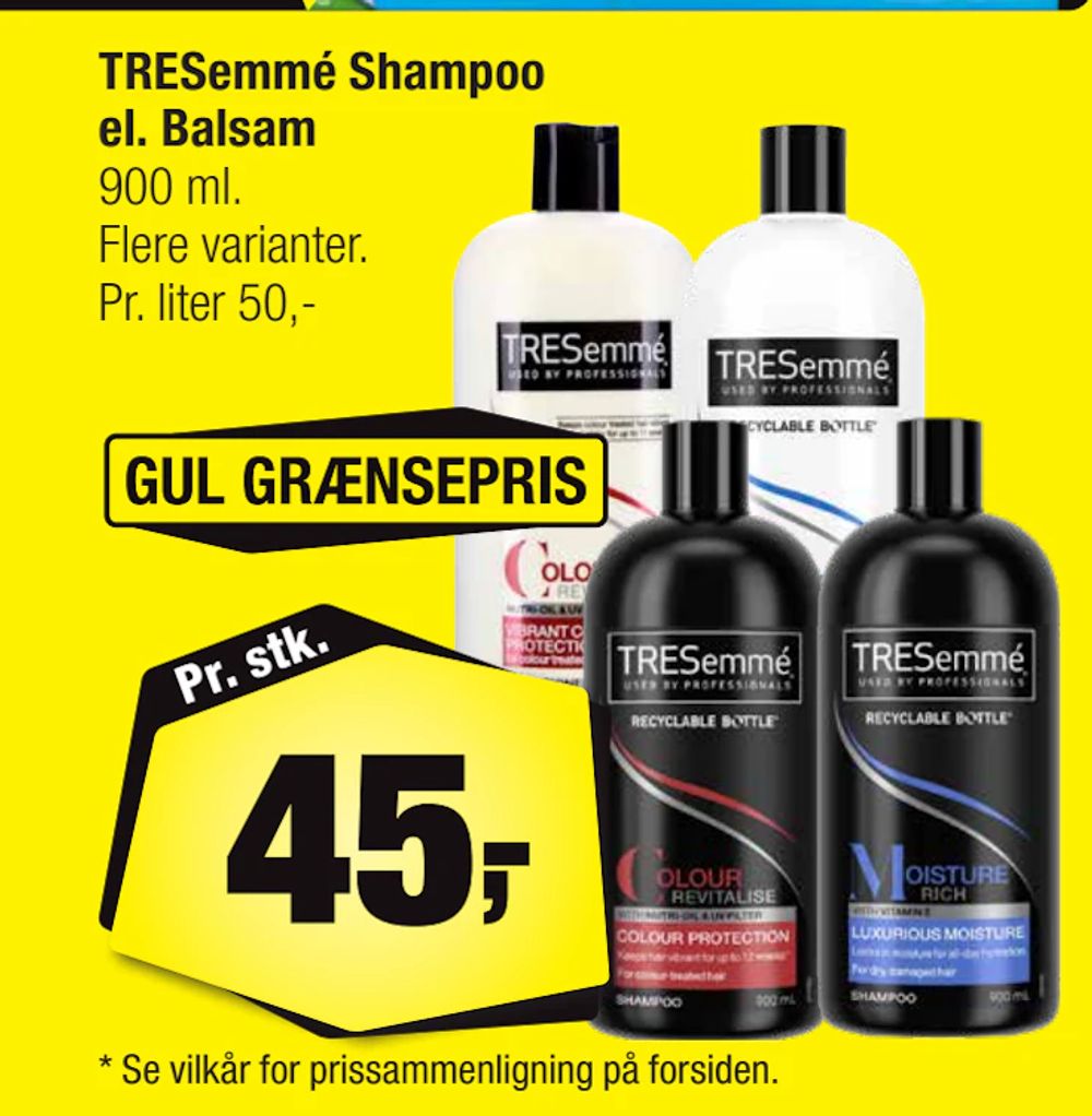 Tilbud på TRESemmé Shampoo el. Balsam fra Calle til 45 kr.