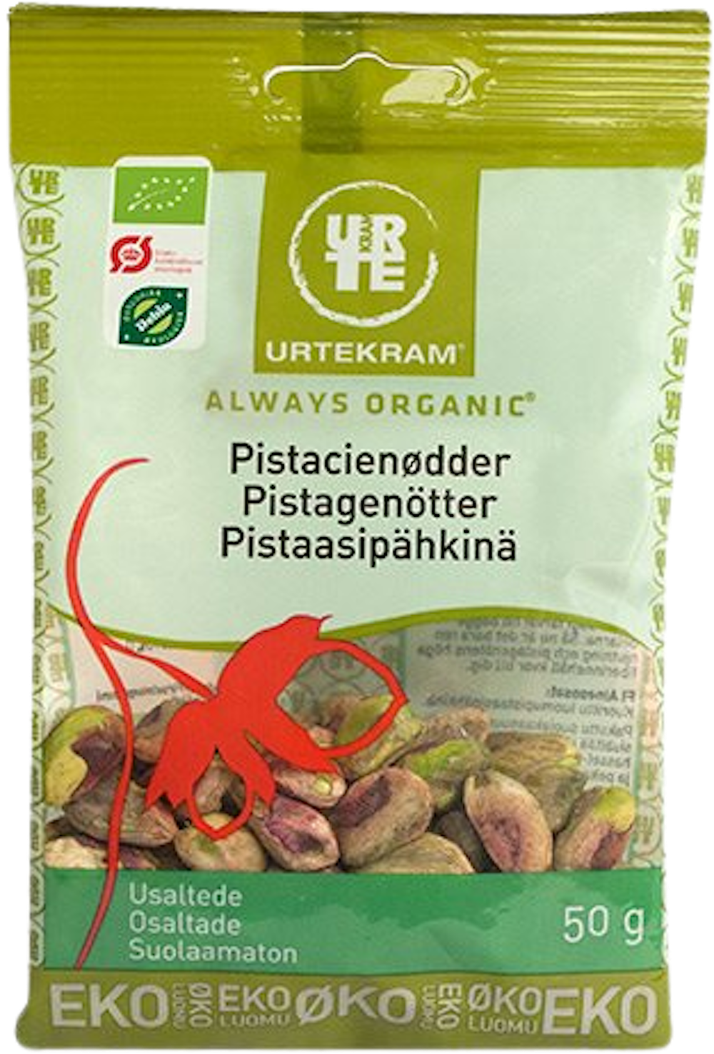 Tilbud på Pistacienødder uden skal Øko (Urtekram) fra Helsam til 29,95 kr.