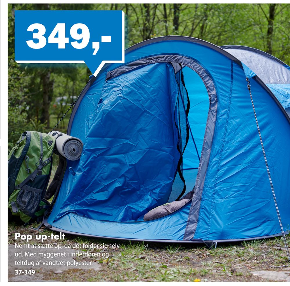 Tilbud på Pop up-telt fra Biltema til 349 kr.
