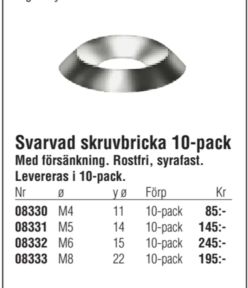 Erbjudanden på Svarvad skruvbricka 10-pack från Erlandsons Brygga för 85 kr