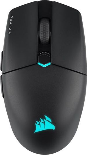 CORSAIR Gaming KATAR ELITE - Mus - optisk - 6 knapper - trådløs, kabling - Bluetooth, 2.4 GHz, USB-C - trådløs modtager (USB)