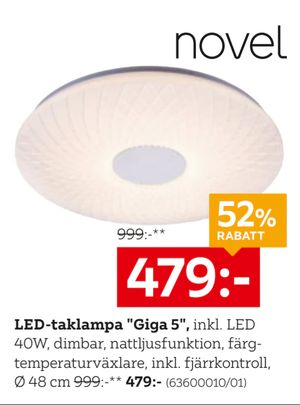 LED-taklampa "Giga 5"