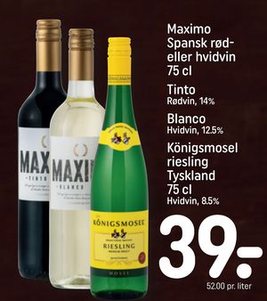 Maximo Spansk rød- eller hvidvin 75 cl Tinto