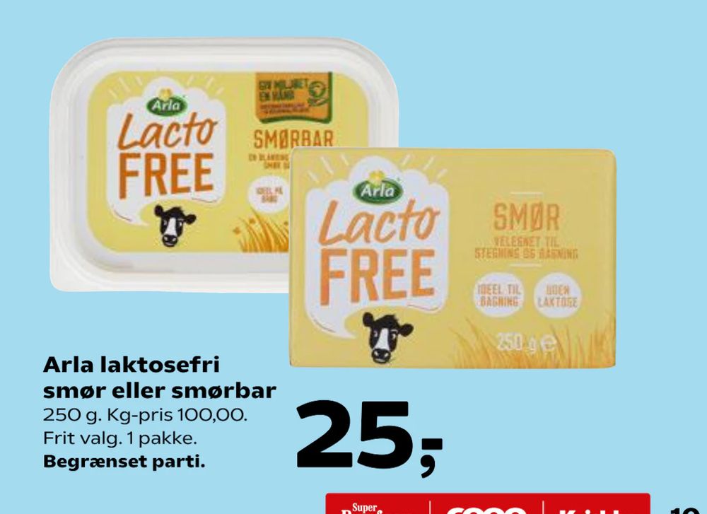 Tilbud på Arla laktosefri smør eller smørbar fra SuperBrugsen til 25 kr.
