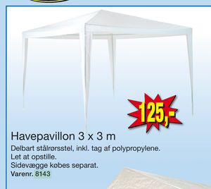 Havepavillon 3 x 3 m