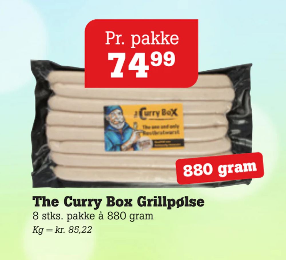 Tilbud på The Curry Box Grillpølse fra Poetzsch Padborg til 74,99 kr.