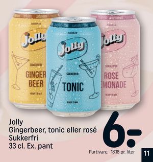 Jolly Gingerbeer, tonic eller rosé Sukkerfri