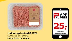 Hakket grisekød 8-12%