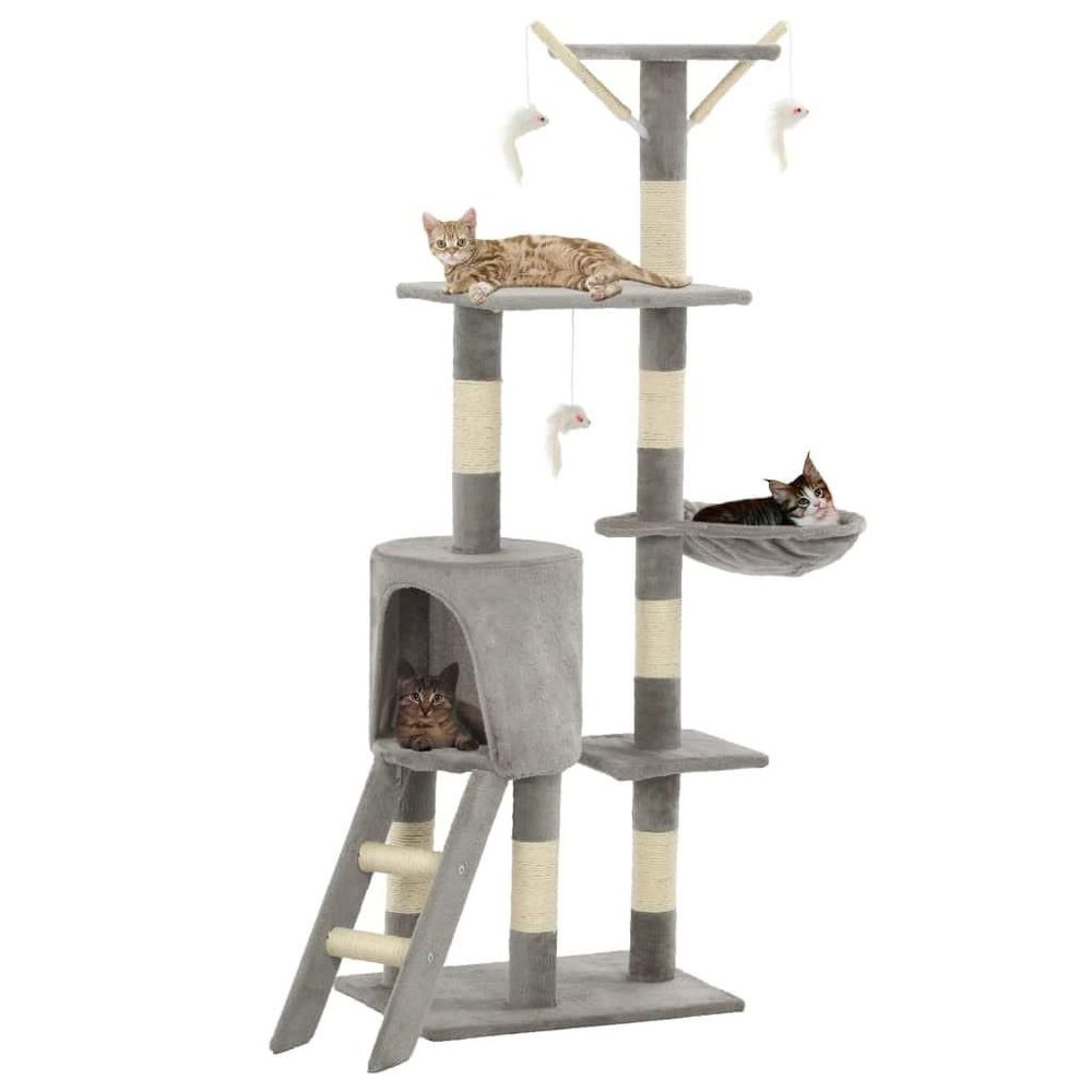 Tilbud på Kradsetræ til katte med sisal-kradsestolper 138 cm grå fra Boligcenter.dk til 438 kr.