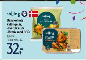 Danske hele kyllingelår, -overlår eller -lårmix med BBQ