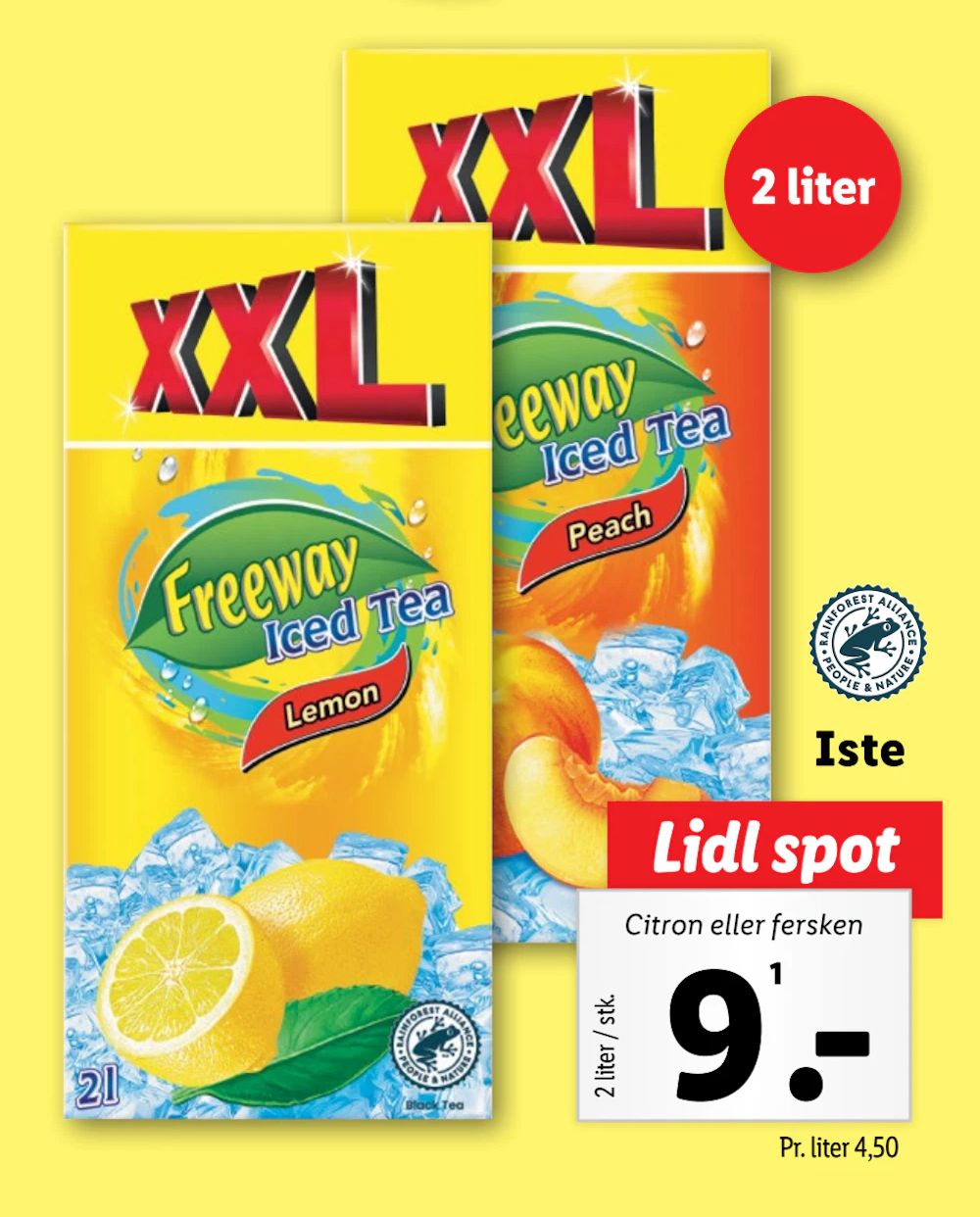 Tilbud på Citron eller fersken fra Lidl til 9 kr.