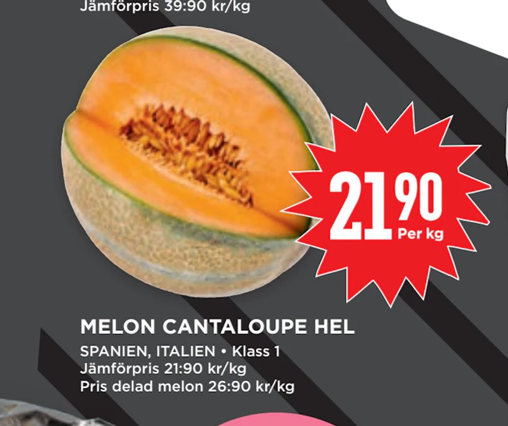 Erbjudanden på MELON CANTALOUPE HEL från Willys för 21,90 kr
