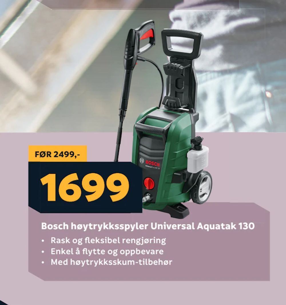 Erbjudanden på Bosch høytrykksspyler Universal Aquatak 130 från Megaflis för 1 699 kr
