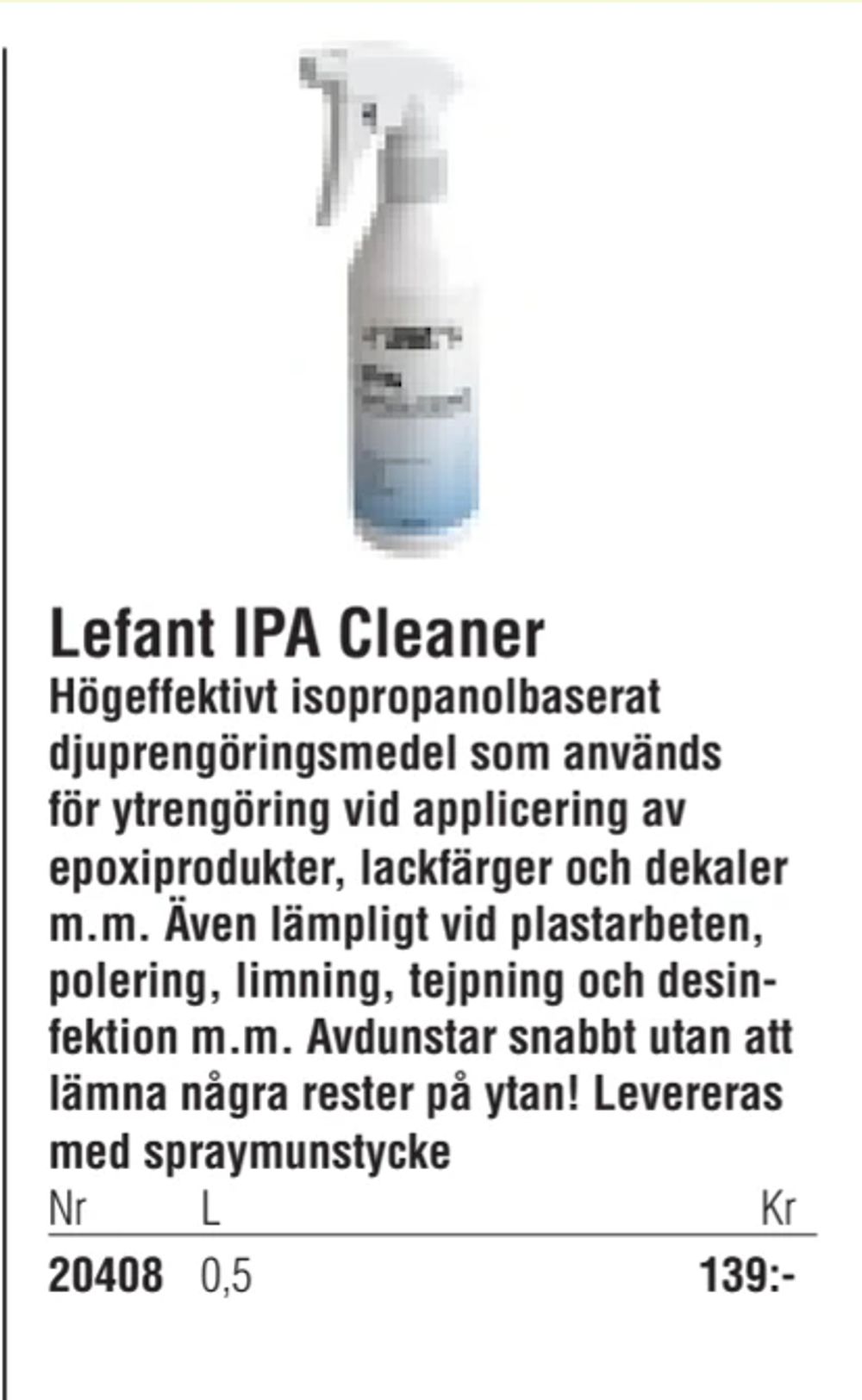 Erbjudanden på Lefant IPA Cleaner från Erlandsons Brygga för 139 kr