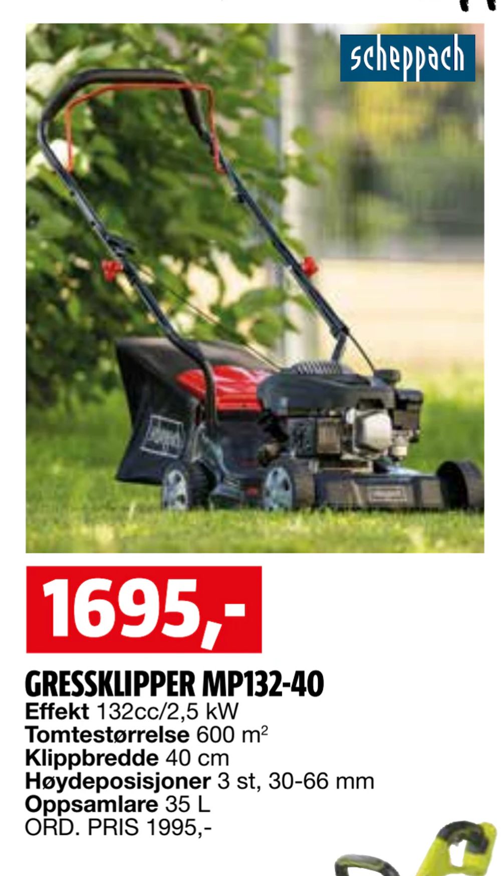 Tilbud på GRESSKLIPPER MP132-40 fra BAUHAUS til 1 695 kr
