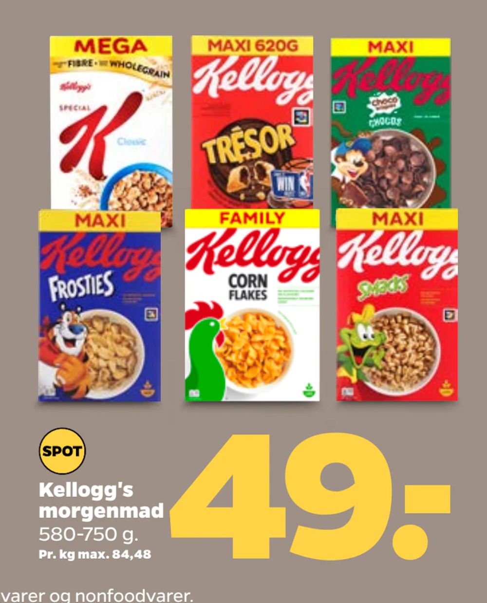 Tilbud på Kellogg's morgenmad fra Netto til 49 kr.
