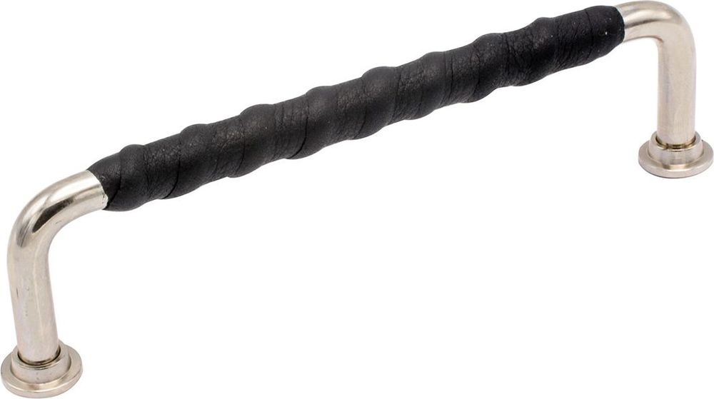 Tilbud på 1353 Håndtak m/lærgrep 142 mm (C/C:128), Forniklet / Sort lær fra Flisekompaniet til 328 kr