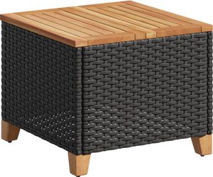 vidaXL havebord 45x45x37 cm polyrattan og akacietræ sort