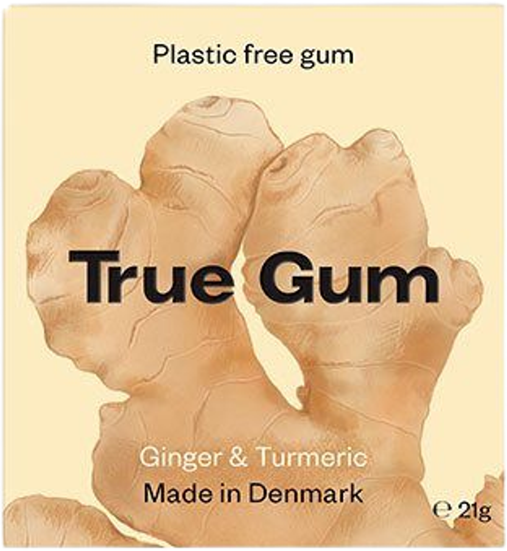 Tilbud på Tyggegummi Ginger & Turmeric (True Gum) fra Helsam til 17,95 kr.