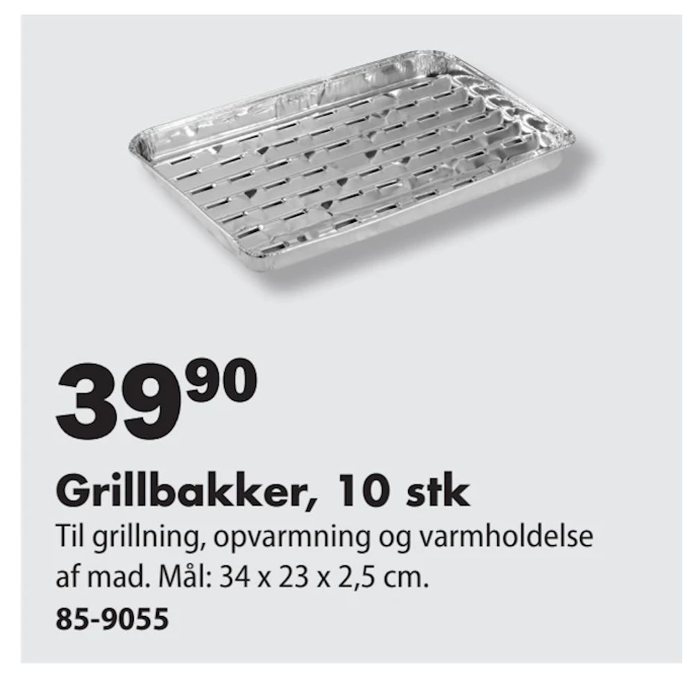 Tilbud på Grillbakker, 10 stk fra Biltema til 39,90 kr.
