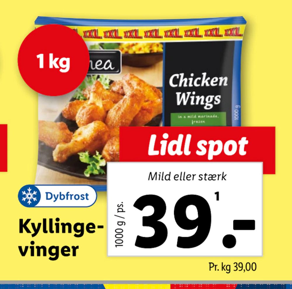 Tilbud på Kyllingevinger fra Lidl til 39 kr.