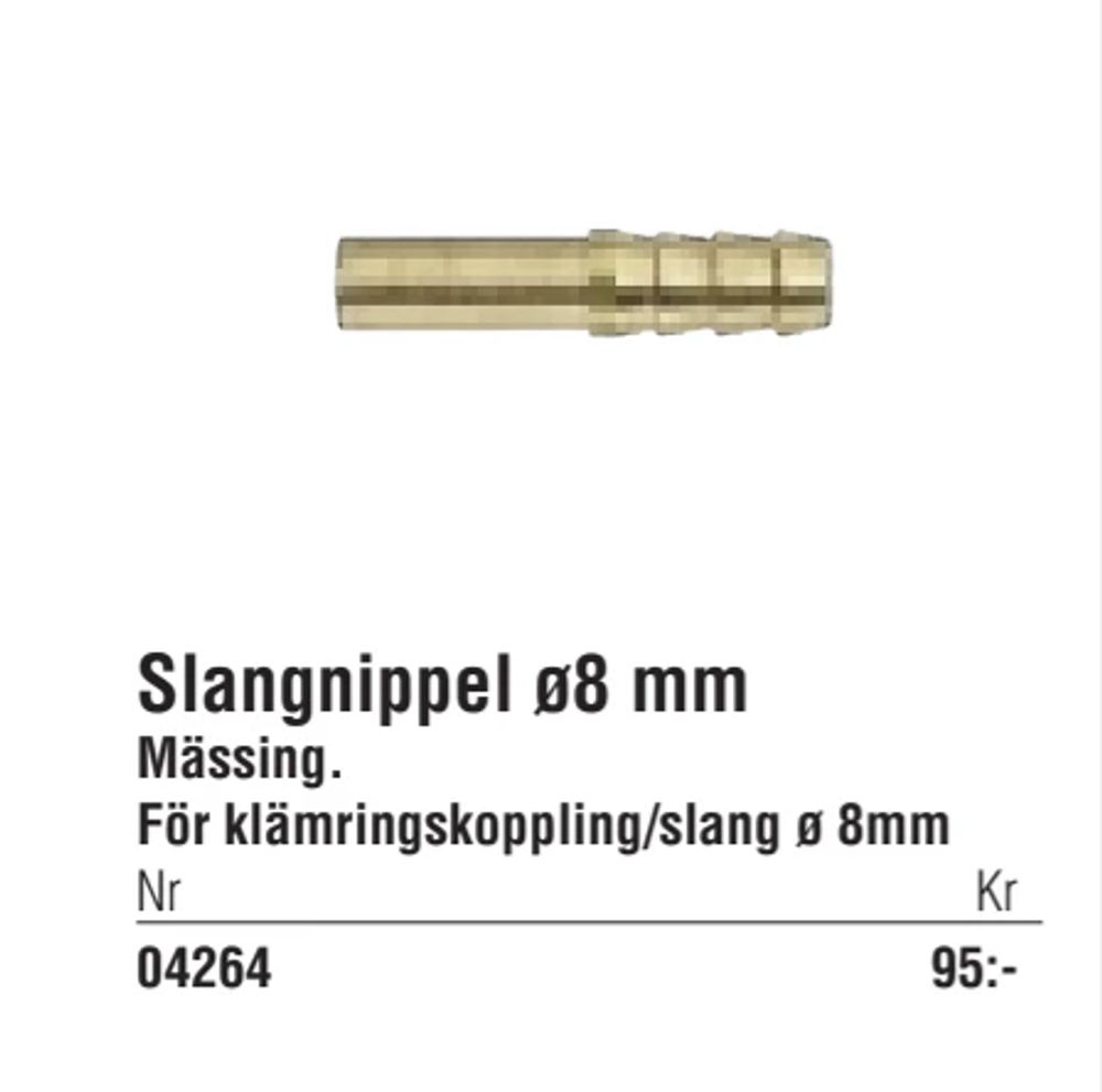 Erbjudanden på Slangnippel ø8 mm från Erlandsons Brygga för 95 kr