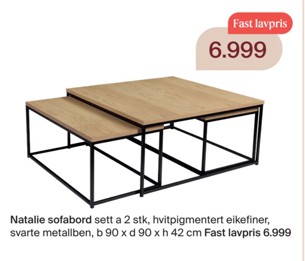 Tilbud på Natalie sofabord fra Møbelringen til 6 999 kr
