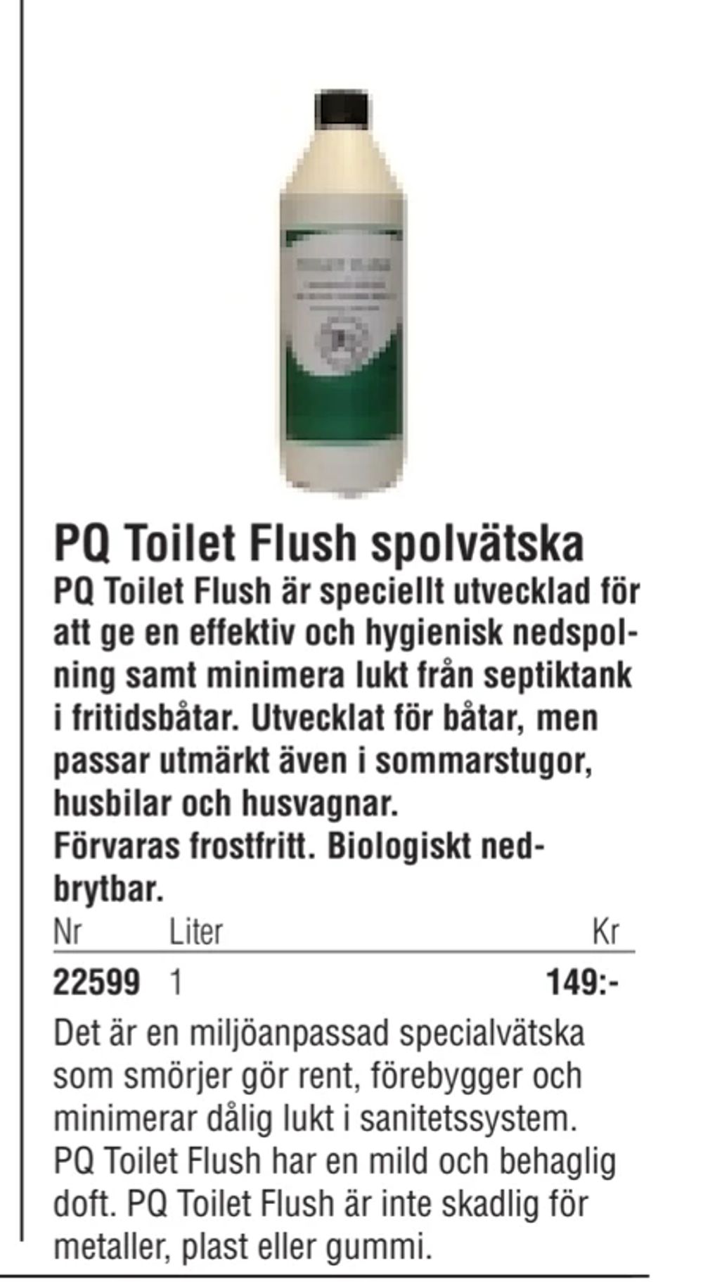 Erbjudanden på PQ Toilet Flush spolvätska från Erlandsons Brygga för 149 kr