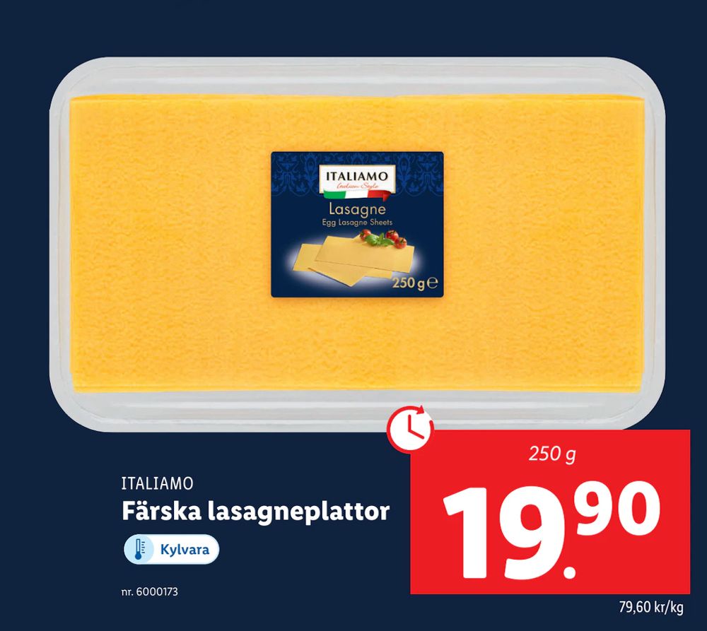 Erbjudanden på Färska lasagneplattor från Lidl för 19,90 kr