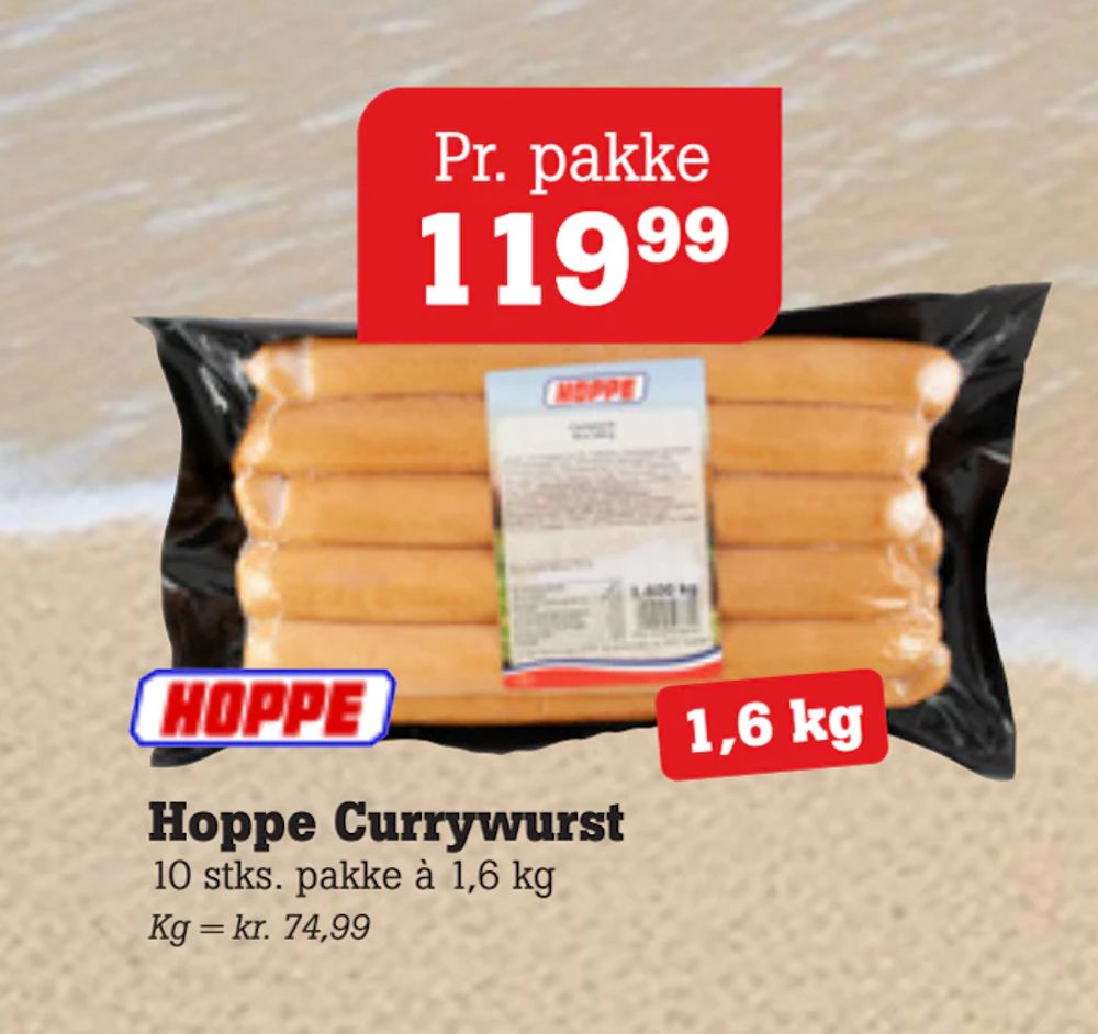 Tilbud på Hoppe Currywurst fra Poetzsch Padborg til 119,99 kr.