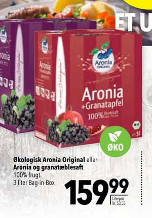 Økologisk Aronia Original eller Aronia og granatæblesaft