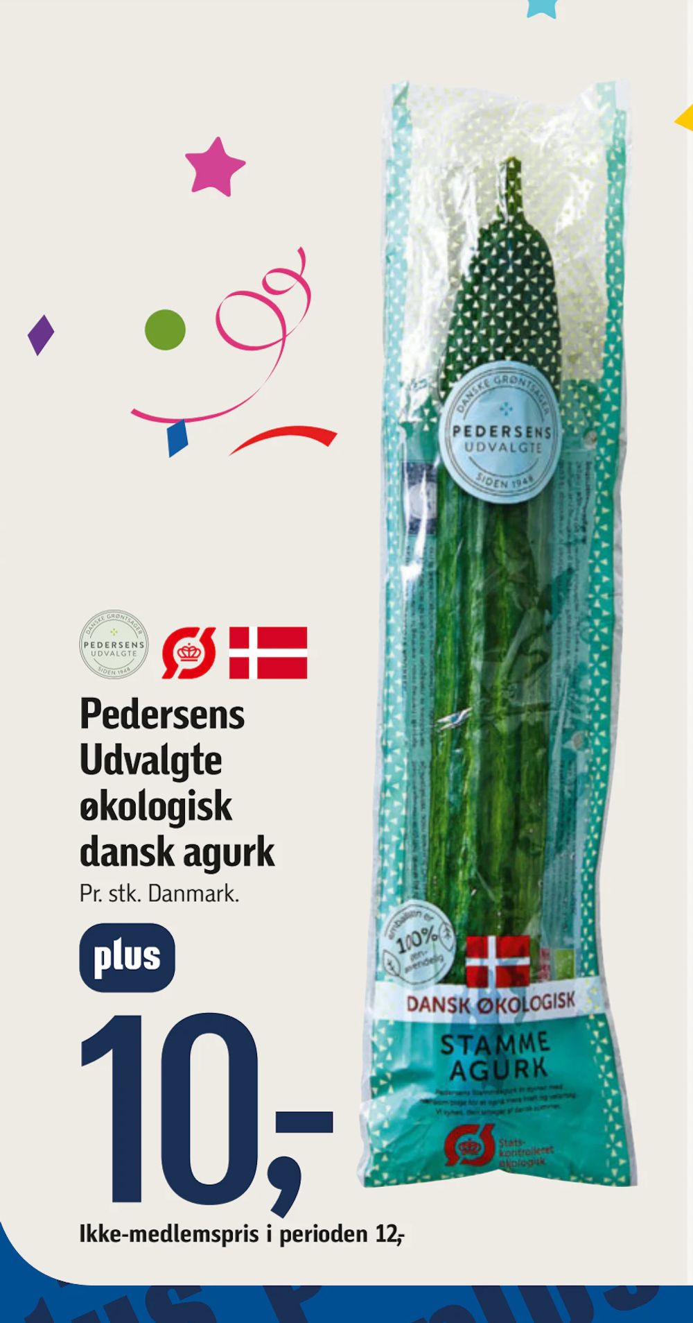 Tilbud på Pedersens Udvalgte økologisk dansk agurk fra føtex til 12 kr.