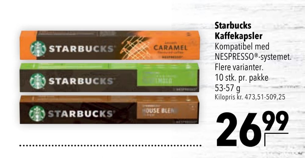 Tilbud på Starbucks Kaffekapsler fra CITTI til 26,99 kr.