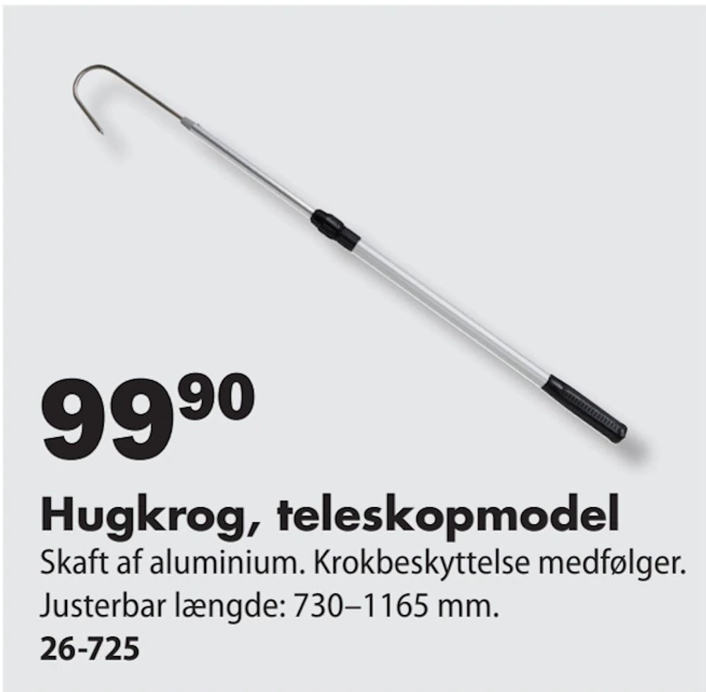 Tilbud på Hugkrog, teleskopmodel fra Biltema til 99,90 kr.