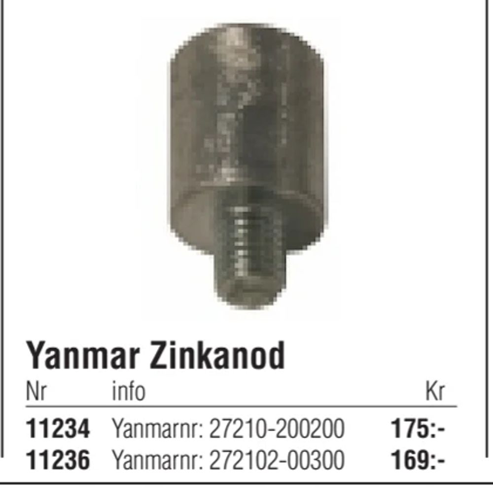 Erbjudanden på Yanmar Zinkanod från Erlandsons Brygga för 175 kr