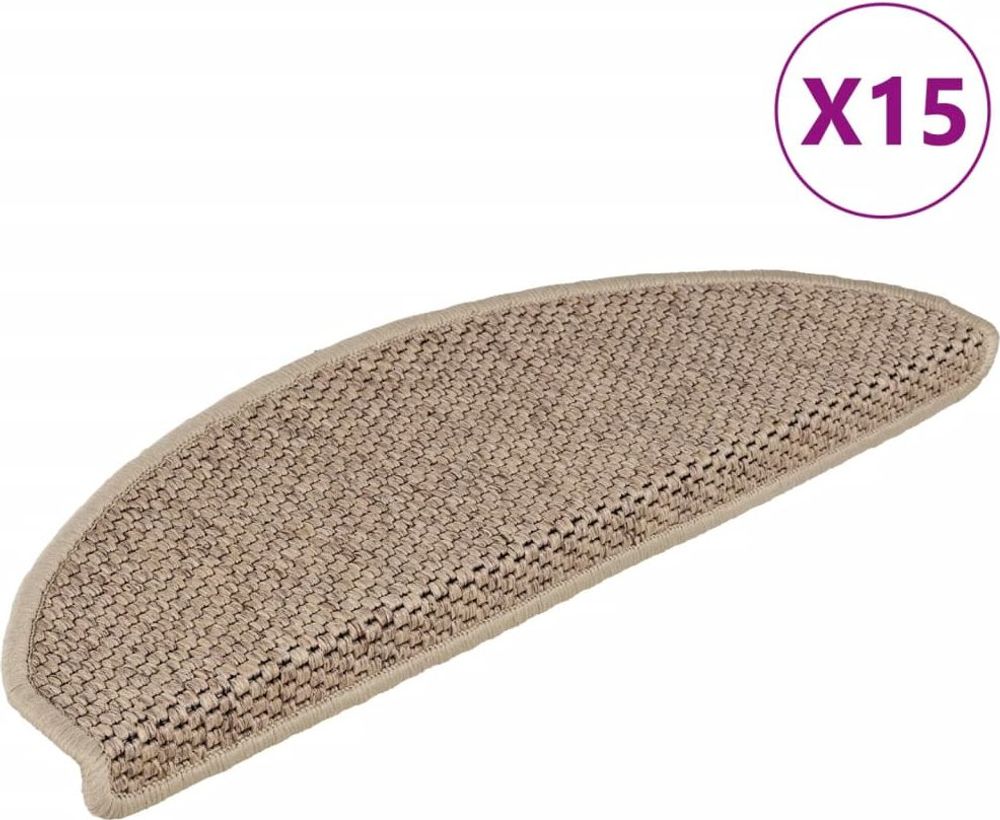 Tilbud på vidaXL Selvklebende trappematter sisal-utseende 15 stk 65x21x4 cm sand fra vidaXL.no til 1 629 kr