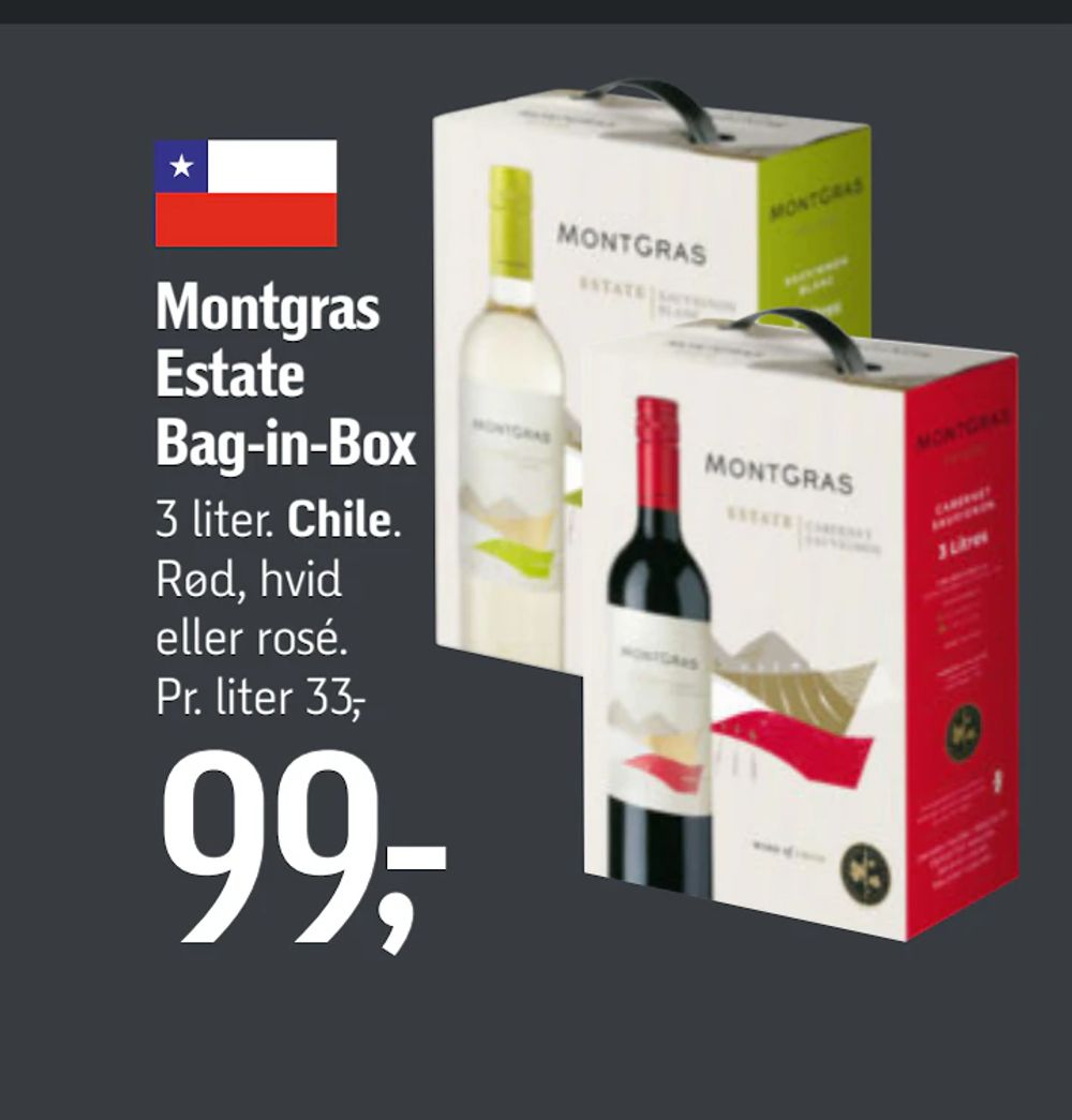 Tilbud på Montgras Estate Bag-in-Box fra føtex til 99 kr.