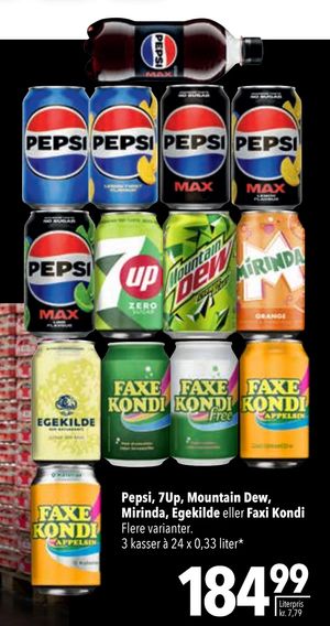 Pepsi, 7Up, Mountain Dew, Mirinda, Egekilde eller Faxi Kondi